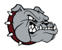 Bearden High School Logo - a profile of a grey bulldog with white teeth and black eyes. They have a maroon collar with white spikes.