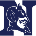 Norcross Blue Devils Logo - a profile of a devil colored dark blue with white features over a large "N" that is also dark blue with white outline.