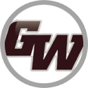 George Wythe Logo - A maroon G and W inside a white circle with a silver outline.