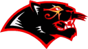 Imhotep Panthers Logo - a black panther with red outline, white features, and an Imhotep symbol over the eye.