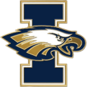 Independence Eagles - A white eagle with gold features and a dark blue outline over top a dark blue "I" with gold outline.