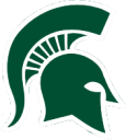 Eastside High School Logo - A green spartan helmet with a white outline