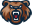 Matter Lakes Bears Logo - a brown bear with a red tongue, white teeth and eyes, and a dark blue outline.