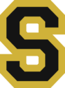 Scottsboro High School logo - a black S with gold outline