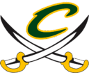 Calvary Baptist Academy Cavaliers Logos - Green C with crossing scimitars