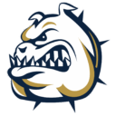 Fairdale High School Bulldog Logo - a white bulldog looking left with gold accents and a blue outline.