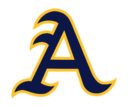 St. Thomas Aquinas high school logo. a navy blue A with gold outline
