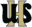 Upperman High School Bees Logo - A black U, dull gold H, and Black S overlapping each other
